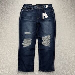 Judy Blue Straight Jeans Women's 16W (34x29) High Rise Distressed Boho
